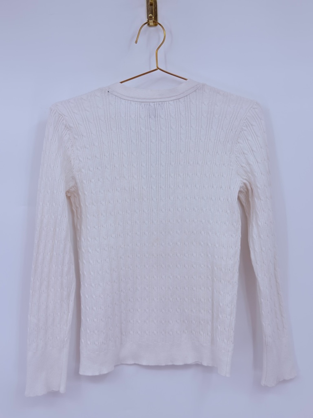 U.S. Polo Assn White Cable Knit Cardigan Small Preppy Classic Button Front - Picture 5 of 5